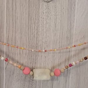 BOHO style pink and natural necklace